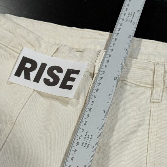 Old Navy Cream High Waisted OG Loose Wide Leg Womens Utility Denim Jeans Size 16 - Picture 10 of 12